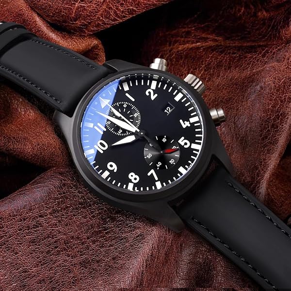 Ritche 22mm Genuine Black Leather Watch Band Classic Vintage Quick Release Top Grain Strap Perfect for Gifts and Father's Day - Image 3