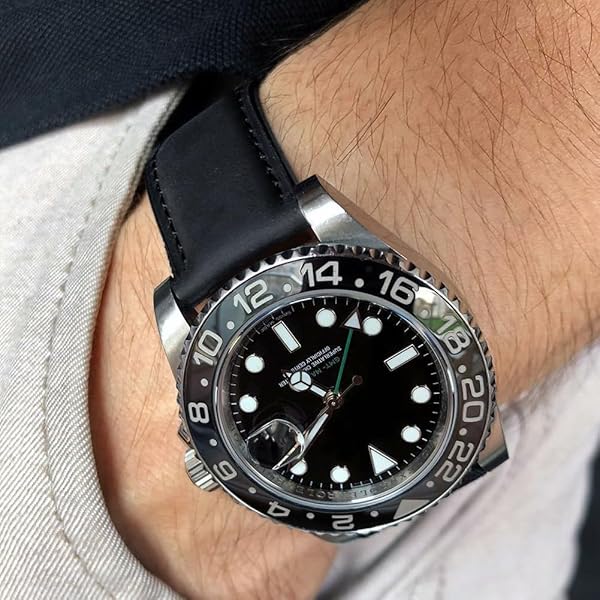 Ritche 22mm Genuine Black Leather Watch Band Classic Vintage Quick Release Top Grain Strap Perfect for Gifts and Father's Day - Image 4