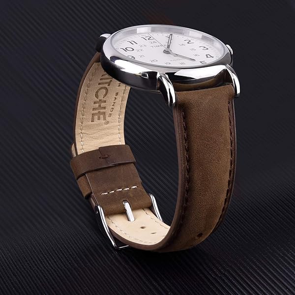 Ritche Classic Vintage 20mm Leather Watch Band for Galaxy Watch 6 Omega Swatch Quick Release Saddle Brown Gift for Men Father's Day - Image 3