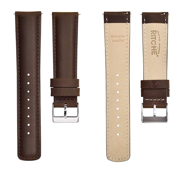 Ritche Classic Vintage 20mm Leather Watch Band for Galaxy Watch 6 Omega Swatch Quick Release Saddle Brown Gift for Men Father's Day - Image 6