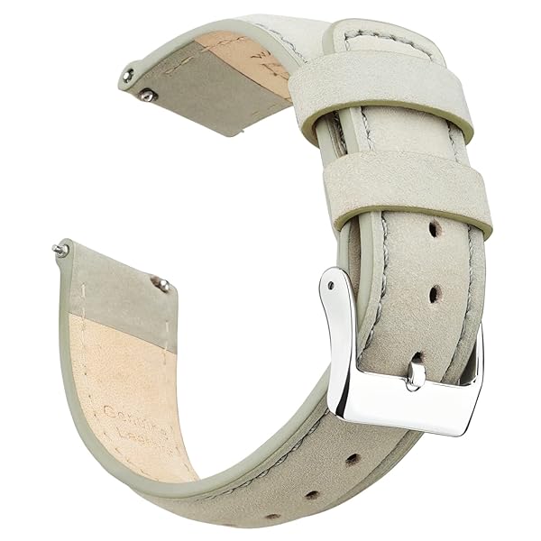 Ritche Quick Release Leather Watch Band Classic Gray Silver 18mm 19mm 20mm 21mm 22mm 23mm 24mm Durable Strap for Men and Women