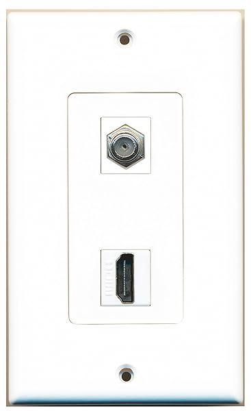 RiteAV RiteAV Cable TV Coax and HDMI Wall Plate Decorative Type White for Easy Installation and Clean Look