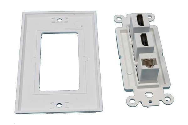 RiteAV Decorative Wall Plate with 2 HDMI and 1 Cat5e Ethernet Port in White - Image 4