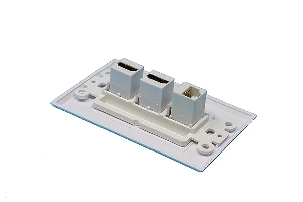 RiteAV Decorative Wall Plate with 2 HDMI and 1 Cat5e Ethernet Port in White - Image 5