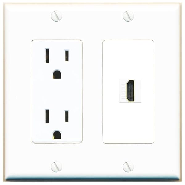 RiteAV RiteAV Custom HDMI Wall Plate 1 Port - White Outlet for Clean Cable Management