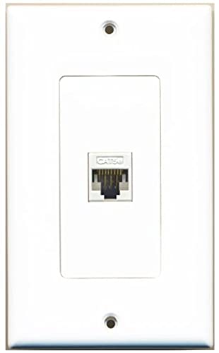 RiteAV New Single Port Decorative Network Wall Plate White Toolless F F for Easy Installation