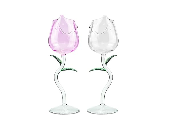 Elegant Rose Flower Wine Glass Set - 2 Creative Goblets for Parties, Weddings & Celebrations (100ml) - Perfect for Home & Bar