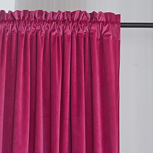 Roslynwood Velvet Curtains 84 Inches Long Hot Pink Blackout Drapes for Living Room Thermal Insulated Window Treatment 2 Panels - Image 4