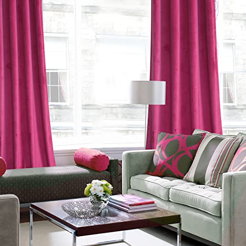 Roslynwood Velvet Curtains 84 Inches Long Hot Pink Blackout Drapes for Living Room Thermal Insulated Window Treatment 2 Panels - Image 5