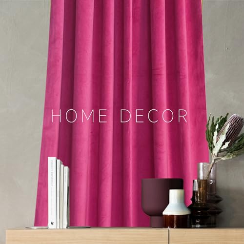 Roslynwood Velvet Curtains 84 Inches Long Hot Pink Blackout Drapes for Living Room Thermal Insulated Window Treatment 2 Panels - Image 6