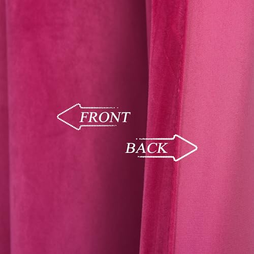 Roslynwood Velvet Curtains 84 Inches Long Hot Pink Blackout Drapes for Living Room Thermal Insulated Window Treatment 2 Panels - Image 7