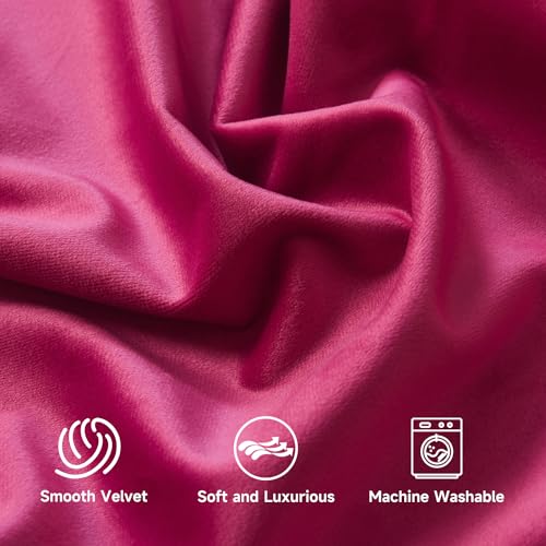 Roslynwood Velvet Curtains 84 Inches Long Hot Pink Blackout Drapes for Living Room Thermal Insulated Window Treatment 2 Panels - Image 8