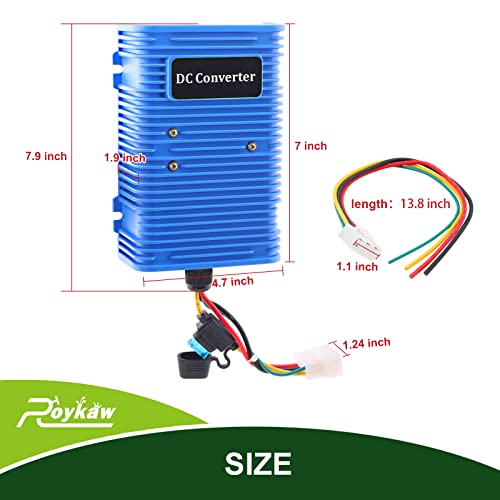 Roykaw Golf Cart Voltage Reducer Regulator 36V 48V to 12V DC Converter for EZGO Club Car Yamaha Dual Power Source 30A 360W - Image 6