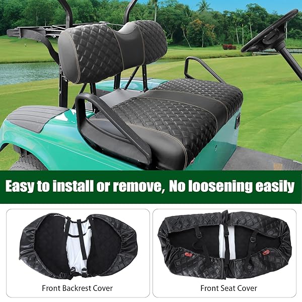 Roykaw Golf Cart Seat Covers Kit Fit for EZGO TXT OEM Ordinary Seat Cushion, Marine Grade Vinyl Material More Soft and Comfortable, Breathable and - Image 4
