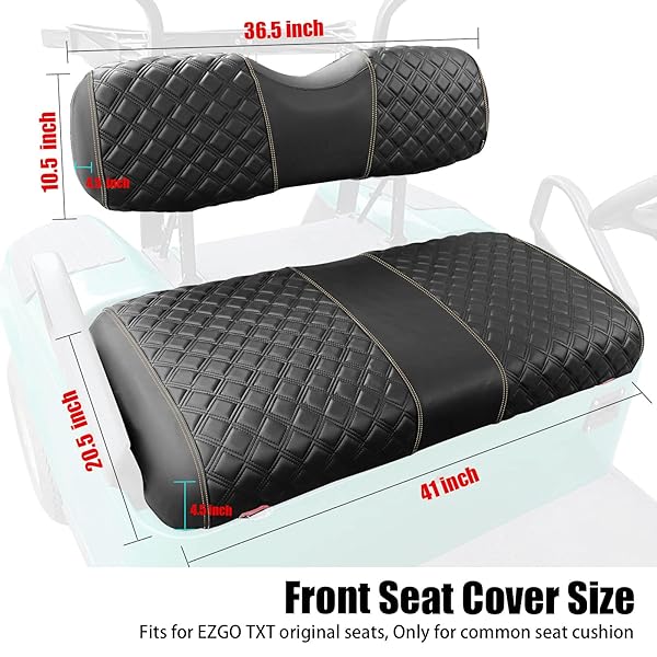 Roykaw Golf Cart Seat Covers Kit Fit for EZGO TXT OEM Ordinary Seat Cushion, Marine Grade Vinyl Material More Soft and Comfortable, Breathable and - Image 6