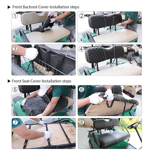 Roykaw Golf Cart Seat Covers Kit Fit for EZGO TXT OEM Ordinary Seat Cushion, Marine Grade Vinyl Material More Soft and Comfortable, Breathable and - Image 8