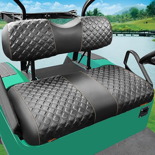 Roykaw Golf Cart Seat Covers Kit Fit for EZGO TXT OEM Ordinary Seat Cushion, Marine Grade Vinyl Material More Soft and Comfortable, Breathable and