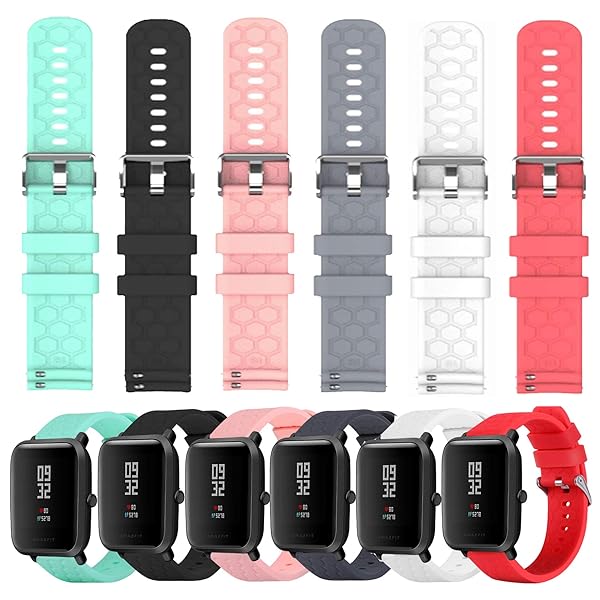 RuenTech 6-Pack Soft Silicone Quick Release Bands 20mm Compatible with Donerton P22 P36 KALINCO P22 P96 and More Smart Watches