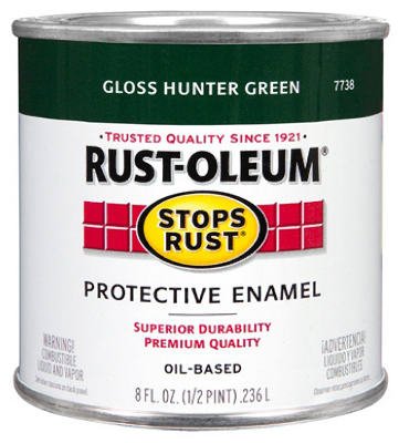 Rust-Oleum Stops Rust Brush On Paint - Gloss Hunter Green, 8 Fl Oz Half Pint for Durable Protection