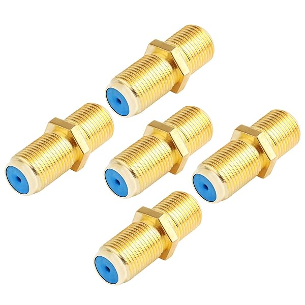 SAISN F81 Splice Barrel Connector 3GHz Female to Female Coaxial Cable Extension Adapter Pack of 5 Gold