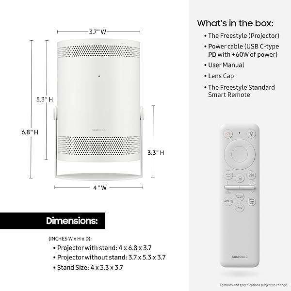 "Experience Big Screen Magic: SAMSUNG 30"-100" The Freestyle FHD HDR Smart Portable Projector with 360 Sound & Alexa" - Image 8