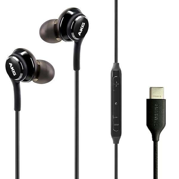 Buy Original Samsung AKG USB Type C Earbuds for Galaxy A53, S22, S21 FE, S20 Ultra - Includes Velvet Pouch - Black - Image 2