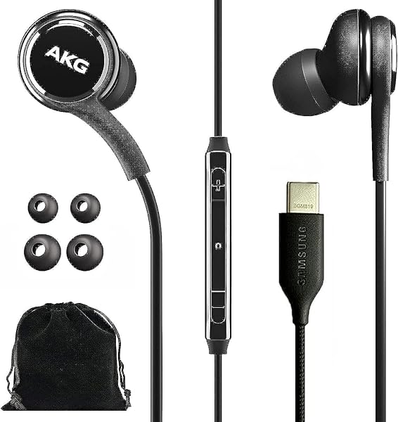 SAMSUNG AKG USB Type C Wired Earbuds - Noise Isolating, Deep Bass, with Remote & Microphone - Black Velvet Pouch Included - Image 2
