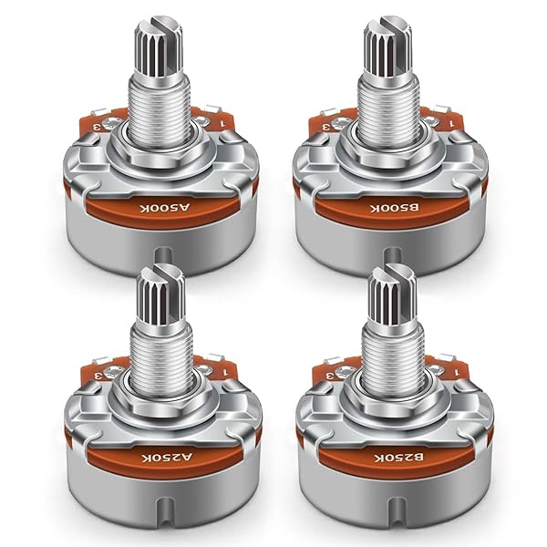SAPHUE 4PCS Push Pull Potentiometer Set A250K B250K A500K B500K for Electric Guitar Bass Audio Taper 18-Spline Split Shaft Pots