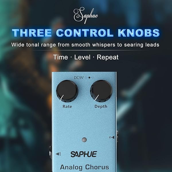 SAPHUE Analog Chorus Guitar Pedal - Mini True Bypass Effects with Rate/Depth Knob & Steel Shell for Electric Guitar - Image 3