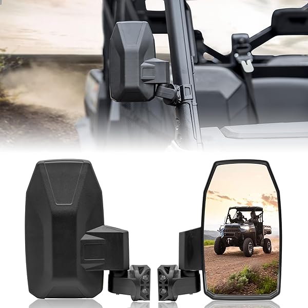 SAUTVS Adjustable Folding Side Rear View Mirrors for Polaris Ranger 1000 XP 570 900 High Definition Premium Accessories 2017-2024