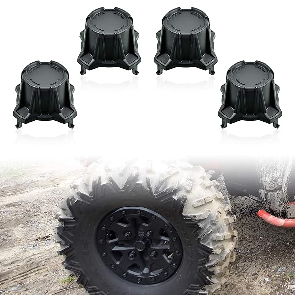 SAUTVS Black Tire Wheel Hub Caps for Can-Am Maverick X3 Turbo R (2017-2020) - 4PCS Accessories