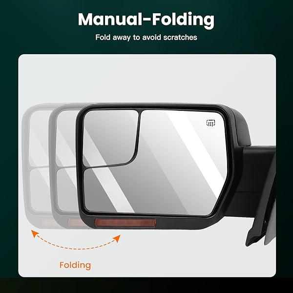 SCITOO Driver Side Mirror for 2004-2014 Ford F150 - Heated, Power, Turn Signal, Puddle Light, Manual Folding - Image 4
