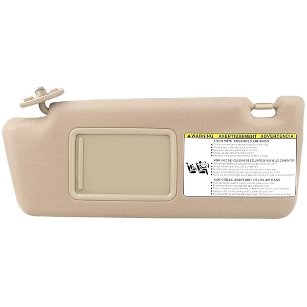 SCITOO Left Driver Side Beige Sun Visor Assembly for 2005 to 2014 Toyota Tacoma Without Sunroof