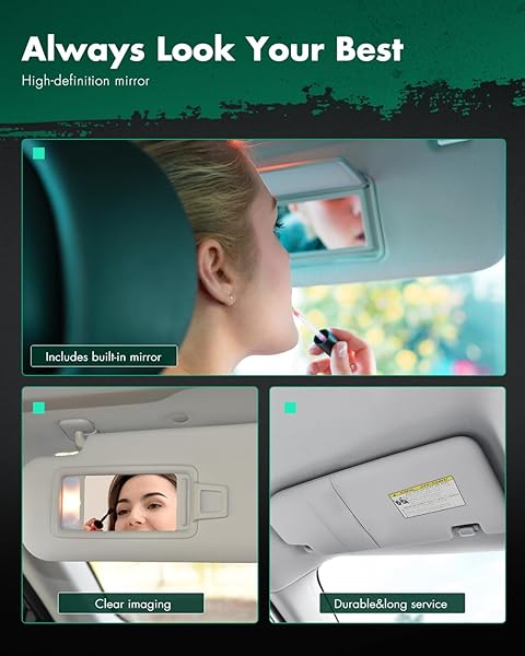 SCITOO Right Passenger Side Gray Sun Visor Assembly for 2005-2014 Toyota Tacoma Windshield Visor Without Sunroof - Image 6