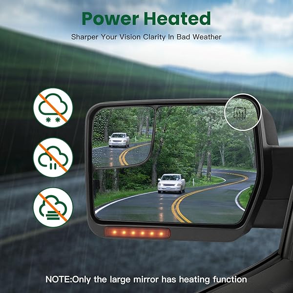 SCITOO Right Passenger Side Rear View Mirror for 2004-2014 Ford F150 - Power Heated, LED Turn Signal & Puddle Light - Image 5