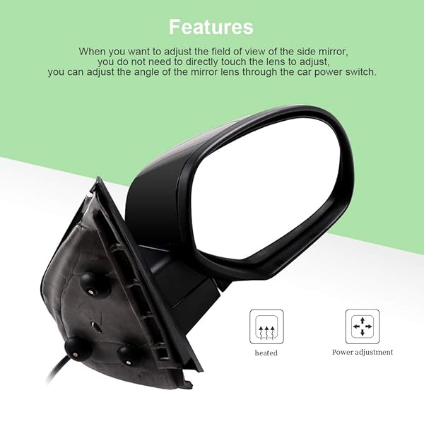 SCITOO Passenger Side Mirror for 2007-2013 Chevy Avalanche, Suburban & GMC Yukon - Power Heated, Black GM1321325 - Image 6