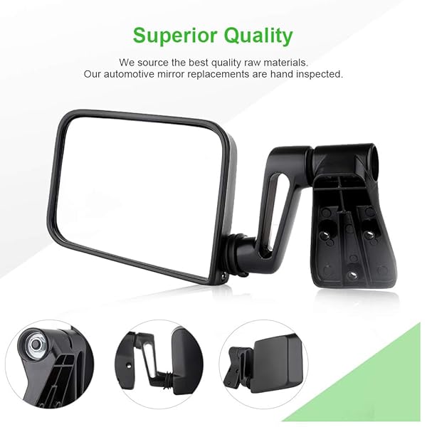 SCITOO Side View Mirrors for Jeep Wrangler 1987-2002 | Manual Folding, No Heated, Compatible with Half Door Models - Image 4