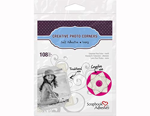 3L Self-Adhesive Photo Corners - Ivory Scrapbook Adhesives, 108-Pack for Creative Projects - Image 2