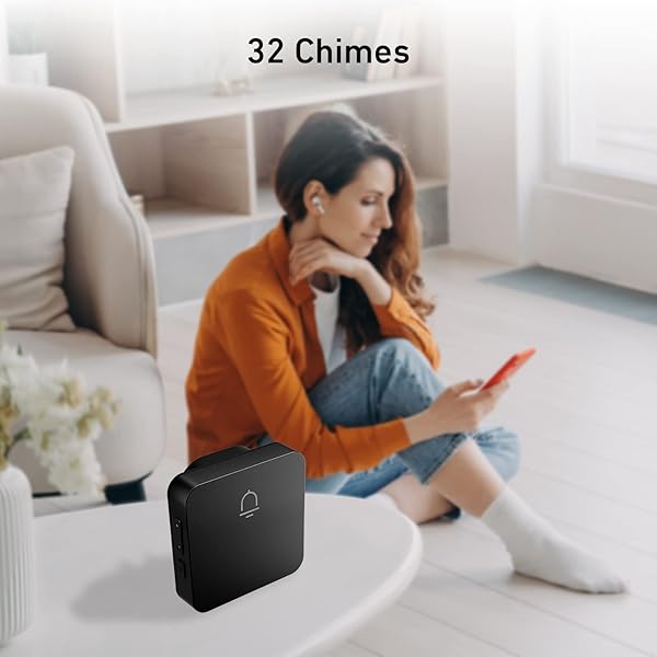 SECRUI Doorbell, 2 Button Wireless Doorbell with 1000ft Range, Adjustable Volume, Waterproof Design, Hassle-Free Installation, 32 Melodies, Black - Image 5
