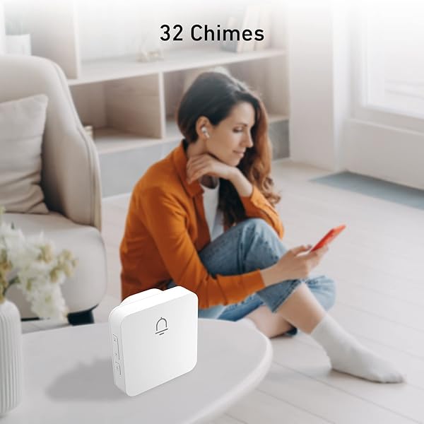 SECRUI Wireless Doorbell 2 Buttons - Hassle-Free Installation, 1000ft Range, Adjustable Volume, Waterproof Design, 32 Melodies - White - Image 5
