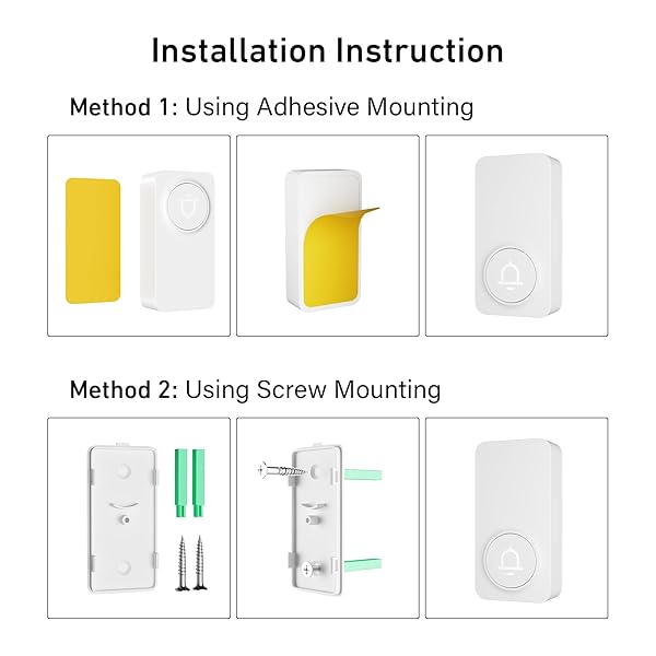 SECRUI Wireless Doorbell 2 Buttons - Hassle-Free Installation, 1000ft Range, Adjustable Volume, Waterproof Design, 32 Melodies - White - Image 8