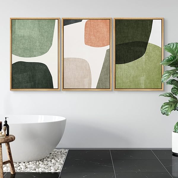 SIGNWIN Framed Canvas Print Trio of Multicolored Transparent Ovals Abstract Art for Living Room Bedroom Office 16x24x3 Natural - Image 4