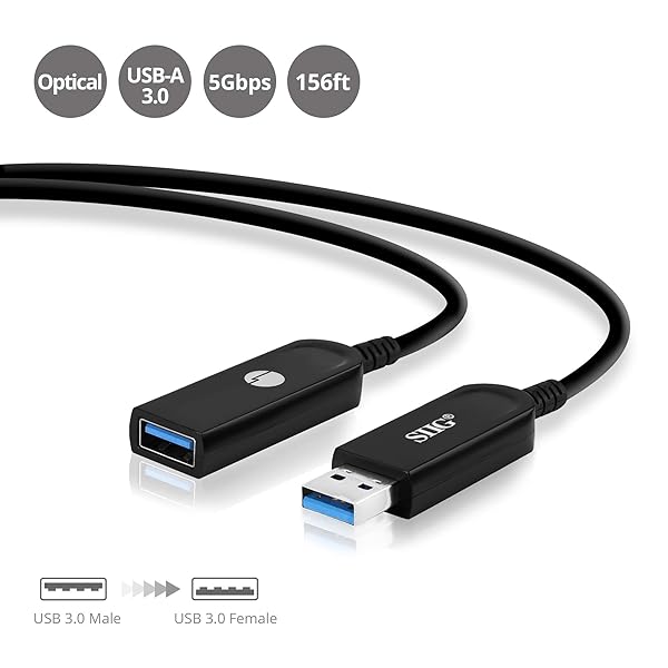 SIIG 164ft USB 3.0 Extension Cable Type A Male to Female AOC Active Optical 5Gbps UASP Not Compatible with USB 2.0 and 1.1 Devices - Image 3