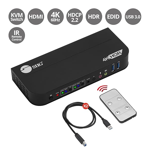 SIIG 2-Port 4K KVM Switch HDMI with Remote Control - USB 3.2, EDID Bypass, Windows & Mac Compatible - Image 4