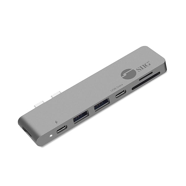 SIIG Thunderbolt 3 Aluminum USB Type C Hub with 4K HDMI SD Card Reader and USB Ports for MacBook 13 and 15 Space Gray