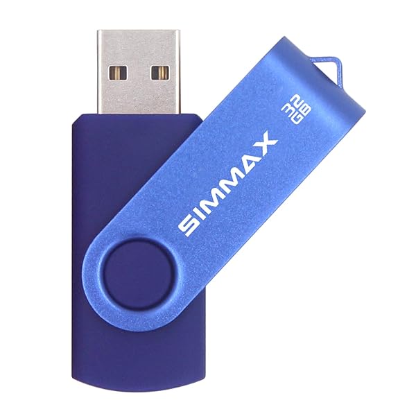 Buy SIMMAX 32GB USB 2.0 Flash Drive - Swivel Thumb Drive in Blue | Fast Data Storage Solution