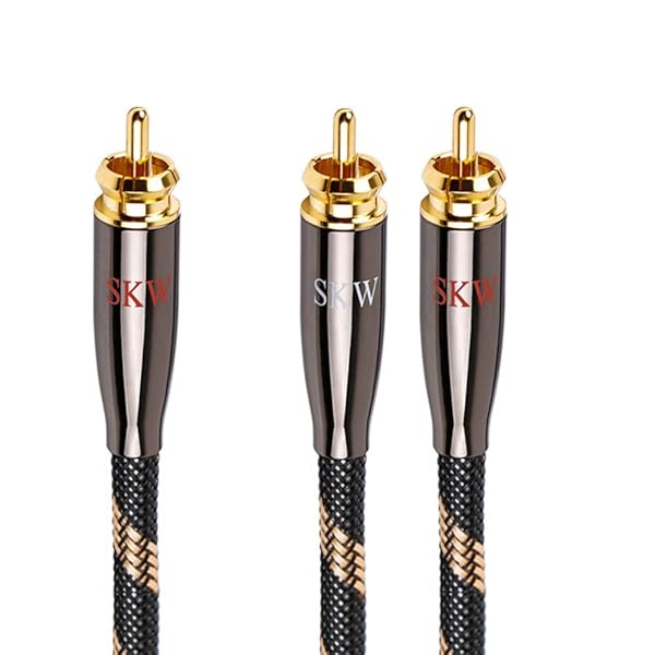 SKW RCA Y Splitter Cable 1 Male to 2 Male Subwoofer Cord Ultra High Purity Copper 3.2ft Stereo Audio Cable for Home Theater