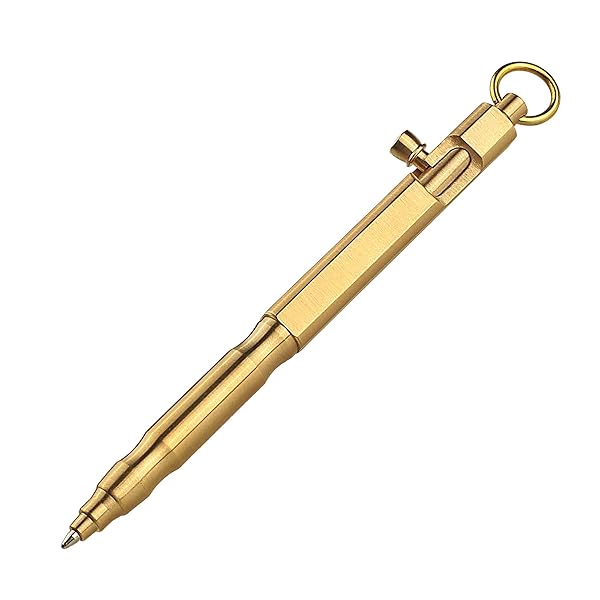 SMOOTHERPRO SMOOTHERPRO Solid Brass Bolt Action Pen for Tremors & Arthritis - Stylish EDC Pocket Tool in Natural Finish (BR630)
