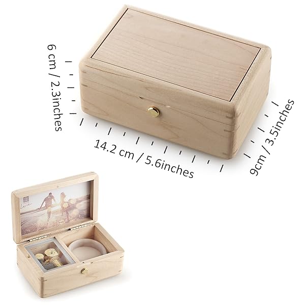 SOFTALK Vintage Jewelry Box Musical Boxs with Customizable Photos Case for Gifts Christmas Birthday and Valentine's Day?Simple Maple Wood, Tune : Canon in D? - Image 5