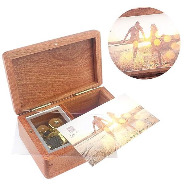 SOFTALK Vintage Jewelry Box Musical Boxs with Customizable Photos Case for Gifts Christmas Birthday and Valentine's Day?Simple Maple Wood, Tune : Canon in D? - Image 8